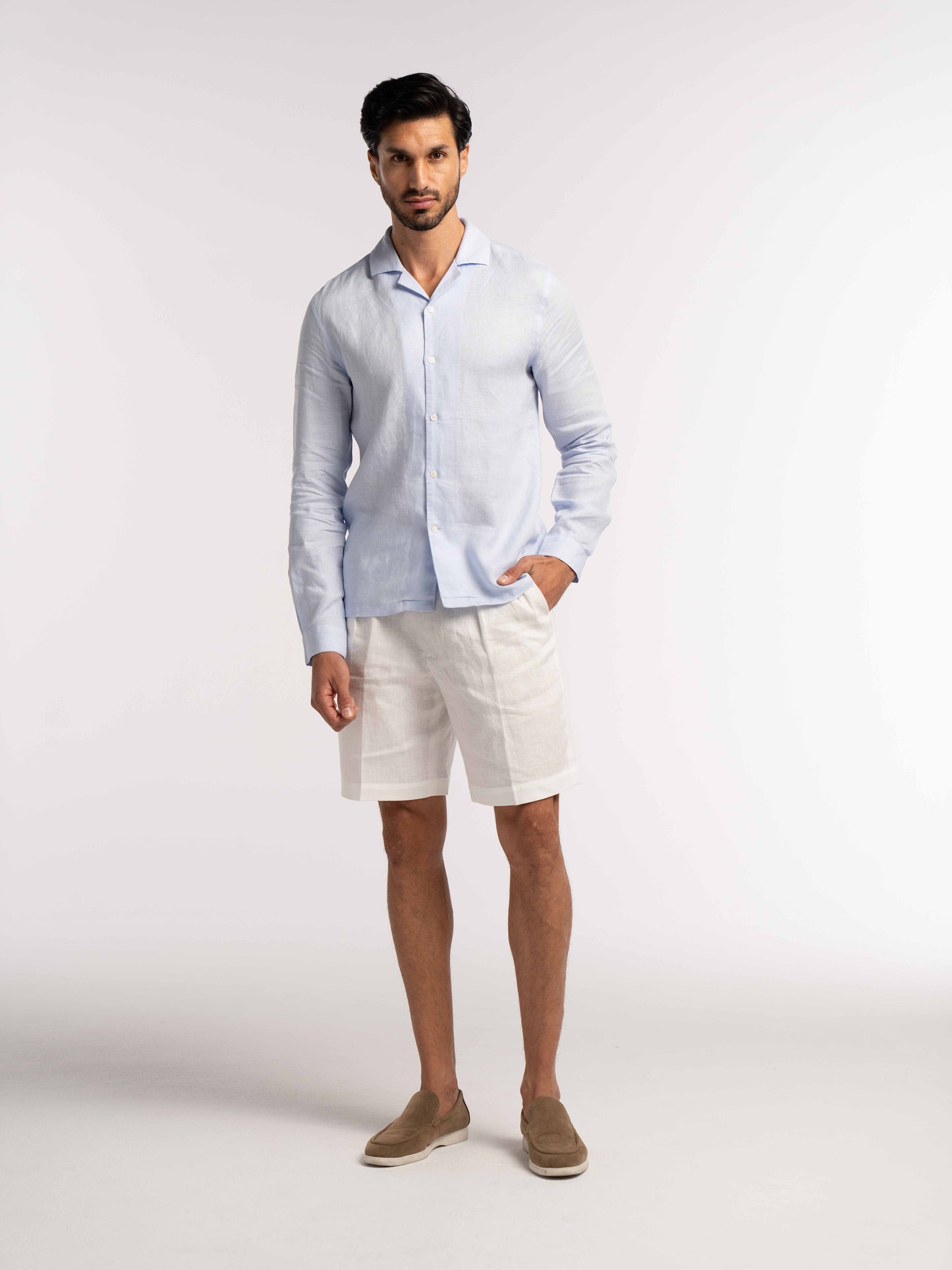 Arista Linen Shirt in Celeste Blue