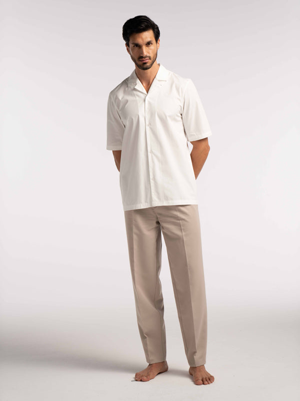 Tailored LJ Embroidered Shirt in White - Lewis James
