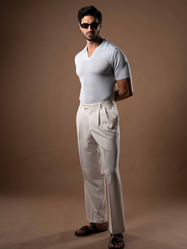 Extra Fine Merino Wool Polo in Mint - Lewis James