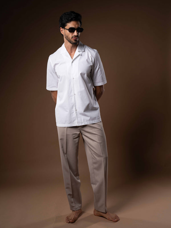 Regent Poplin Shirt in Glacier White - Lewis James