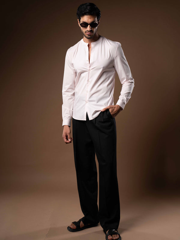Regent Poplin Shirt in Dusty Pink - Lewis James