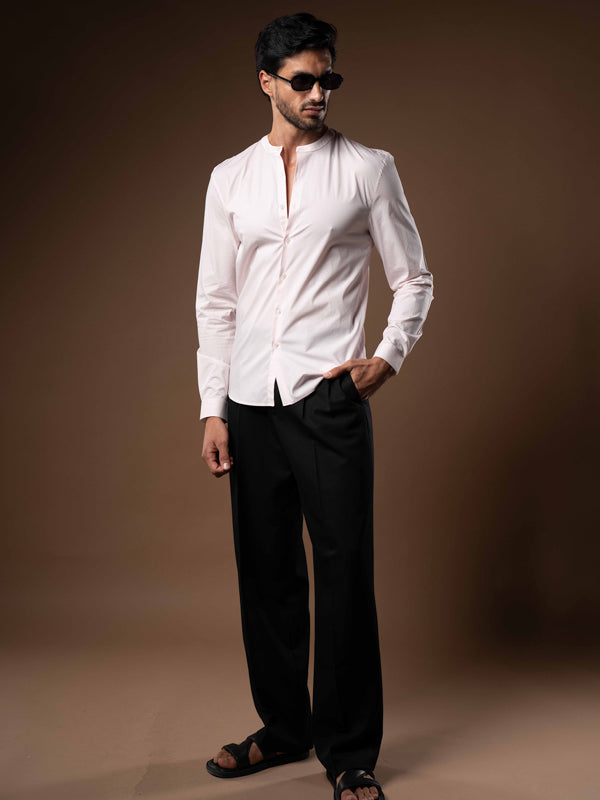 Regent Poplin Shirt in Dusty Pink - Lewis James
