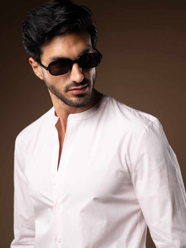 Regent Poplin Shirt in Dusty Pink - Lewis James