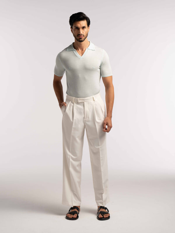 Extra Fine Merino Wool Polo in Mint - Lewis James