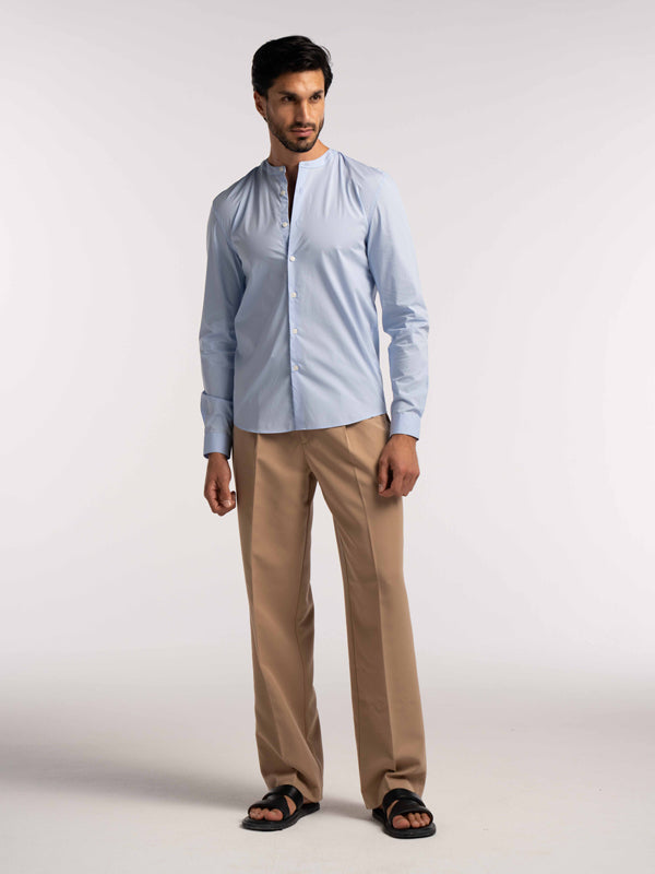 Regent Poplin Shirt in Sky Blue - Lewis James