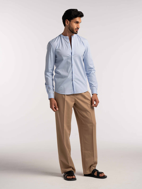 Regent Poplin Shirt in Sky Blue - Lewis James