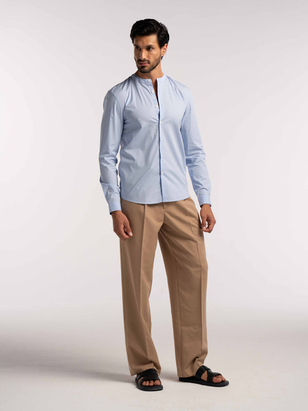 Regent Poplin Shirt in Sky Blue - Lewis James