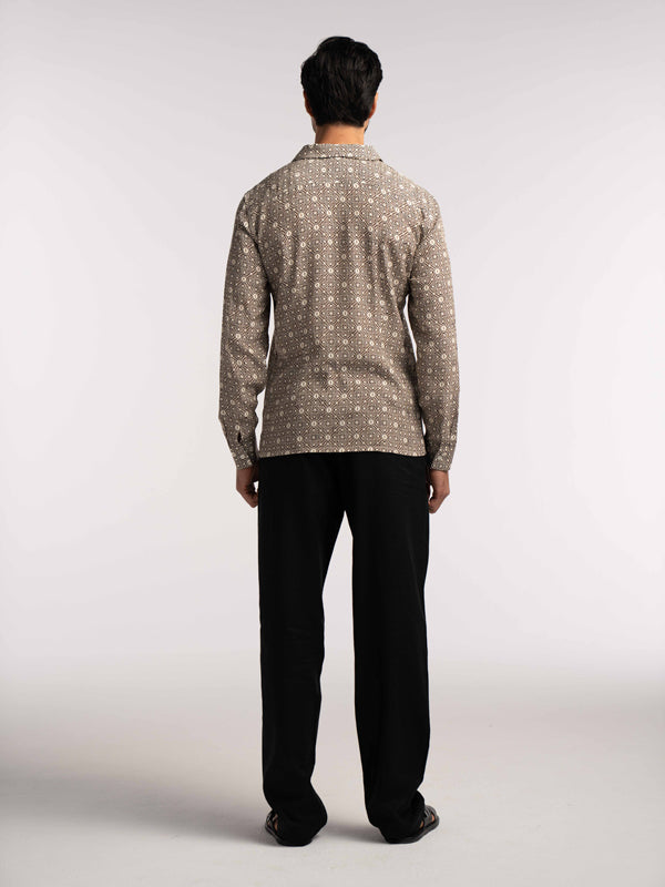 Verona Jacquard Viscose Shirt in Brown - Lewis James