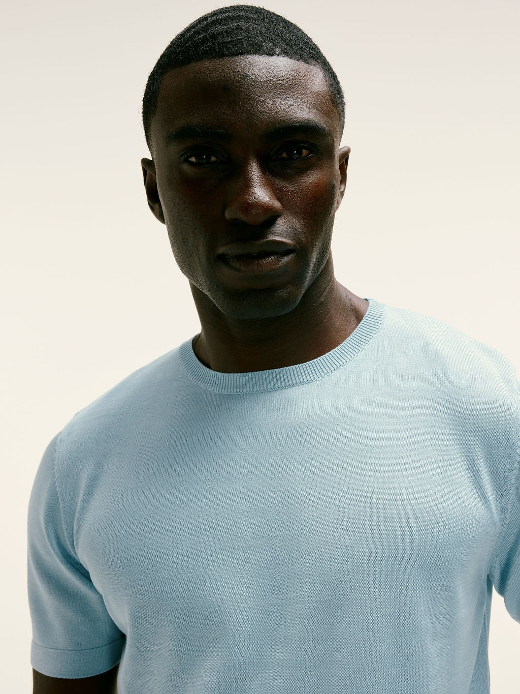 Blue Premium Knitted Cotton T'Shirt
