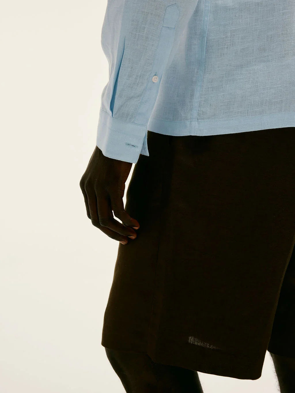 Arista Linen Cuban-Collar Shirt Celeste Blue