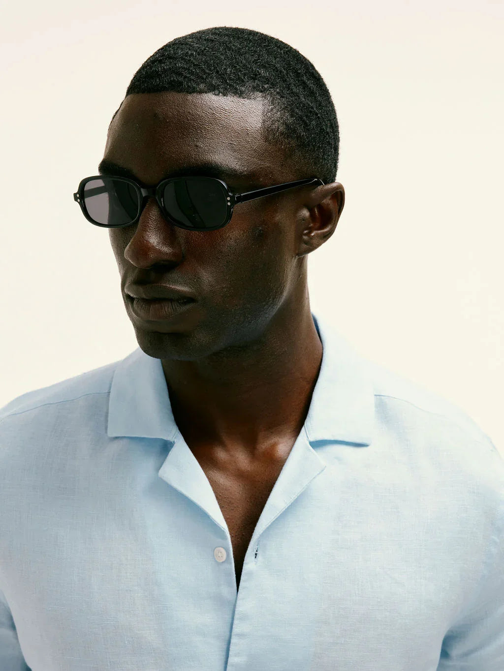 Arista Linen Cuban-Collar Shirt Celeste Blue