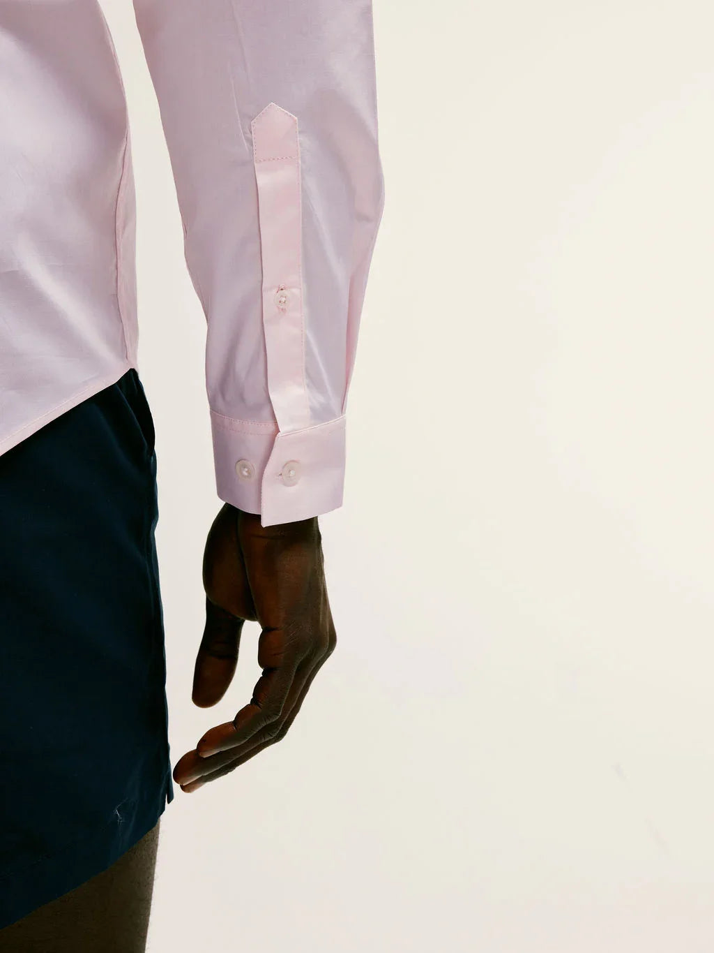 Regent Poplin Grandad-Collar Shirt in dusty pink