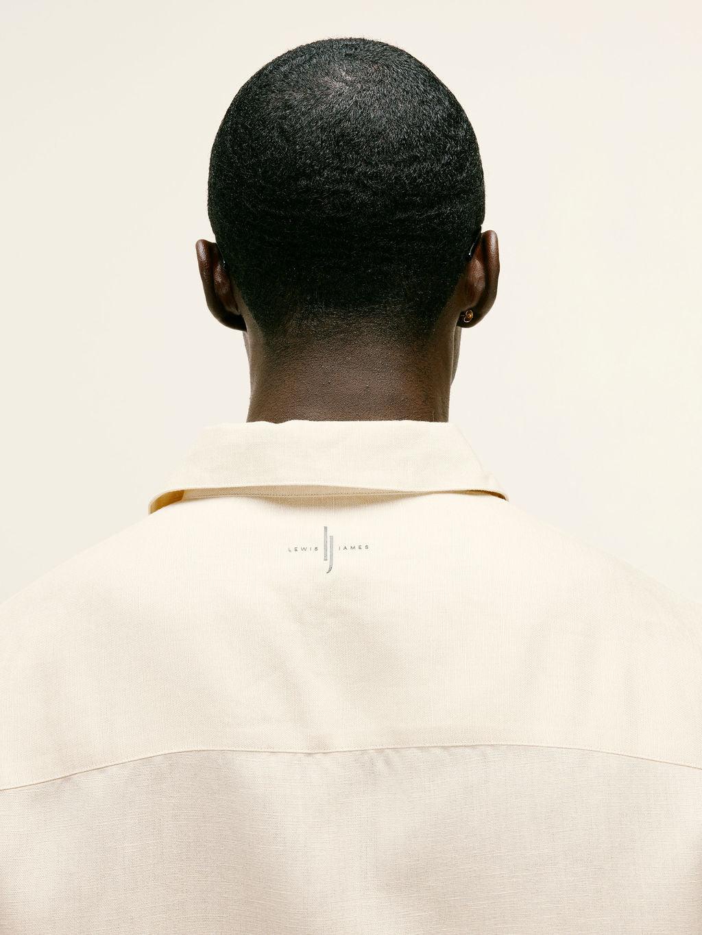 Short-Sleeve Linen-Viscose Shirt In Bleached Sand