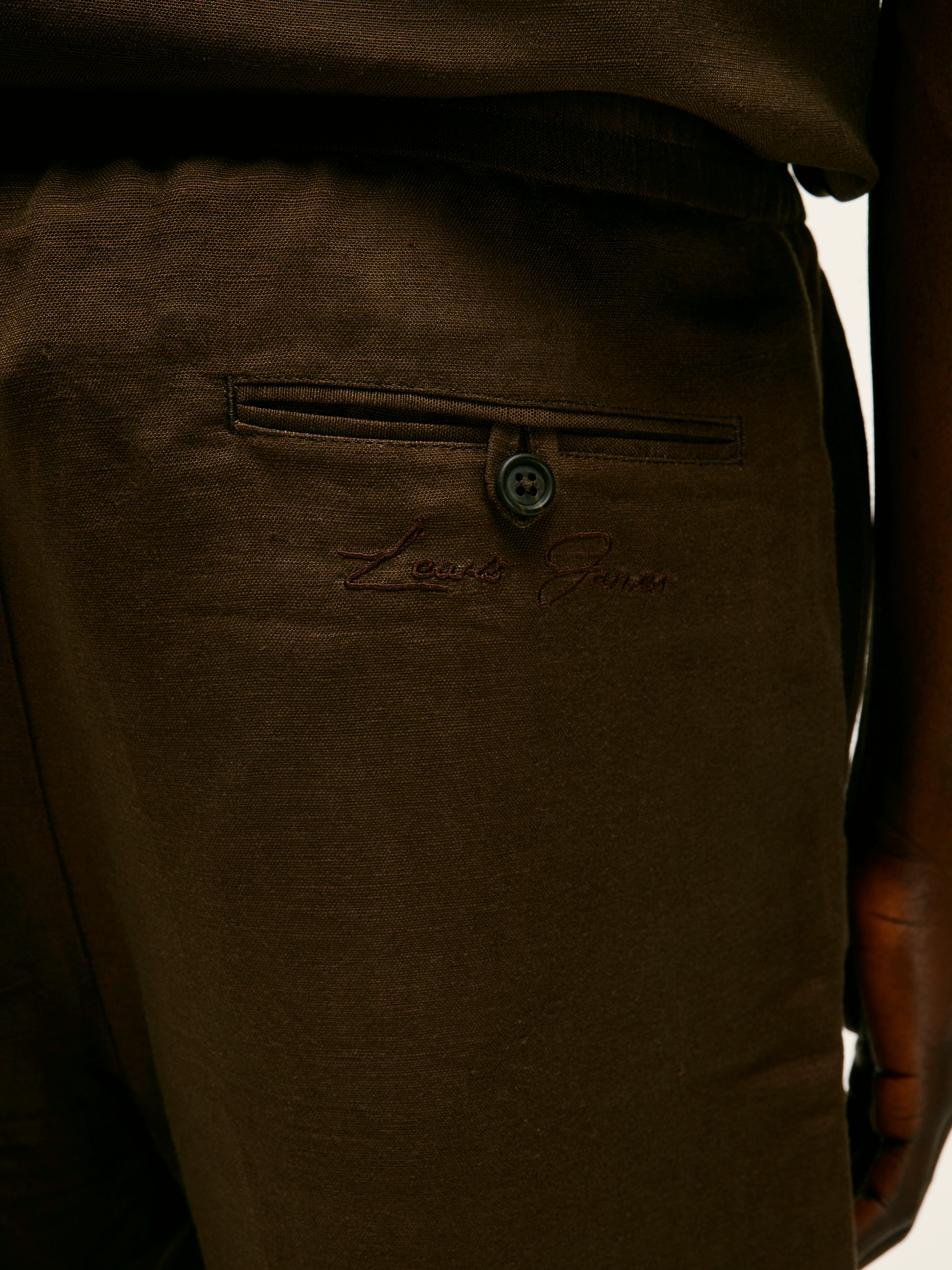 Brown Linen Pleated Shorts
