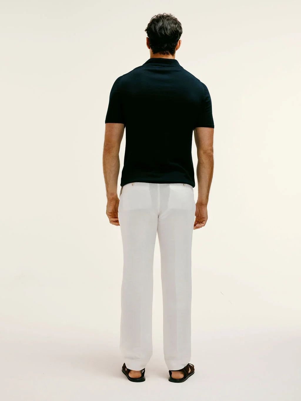 Extra Fine Merino Wool Polo in Navy