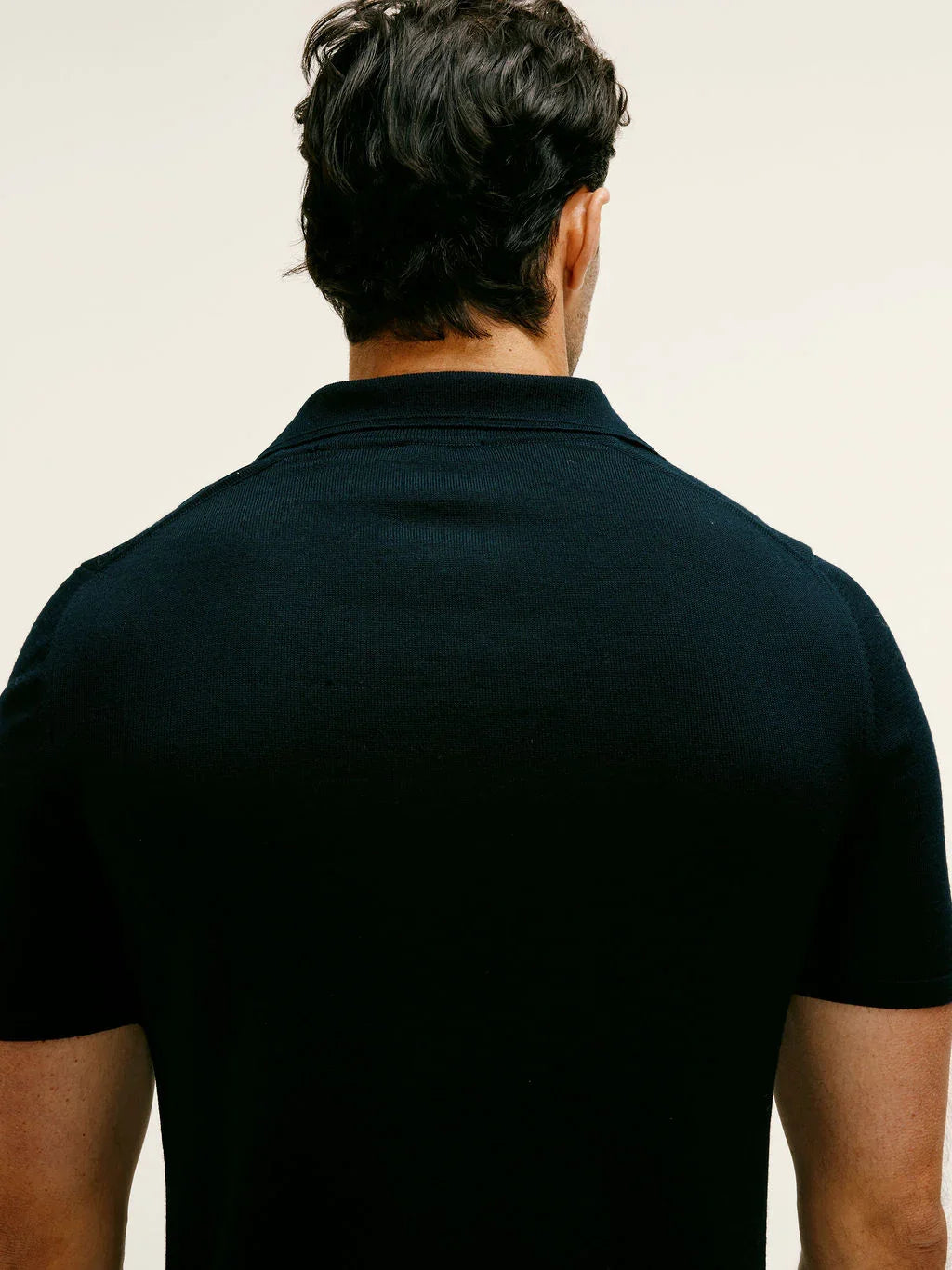 Extra Fine Merino Wool Polo in Navy