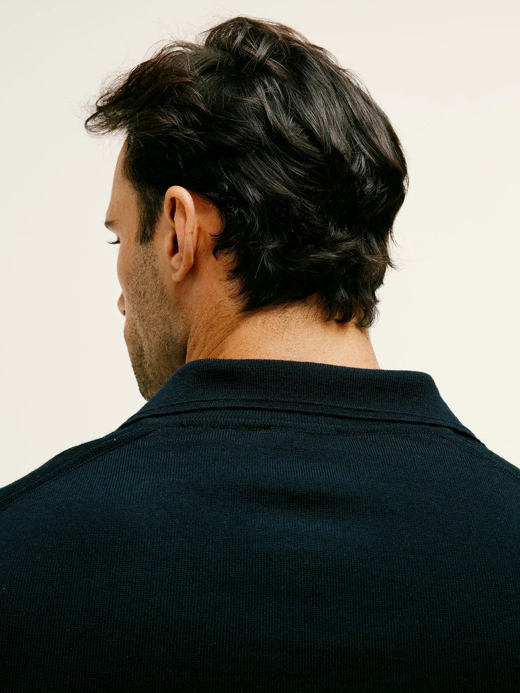 Extra Fine Merino Wool Polo in Navy