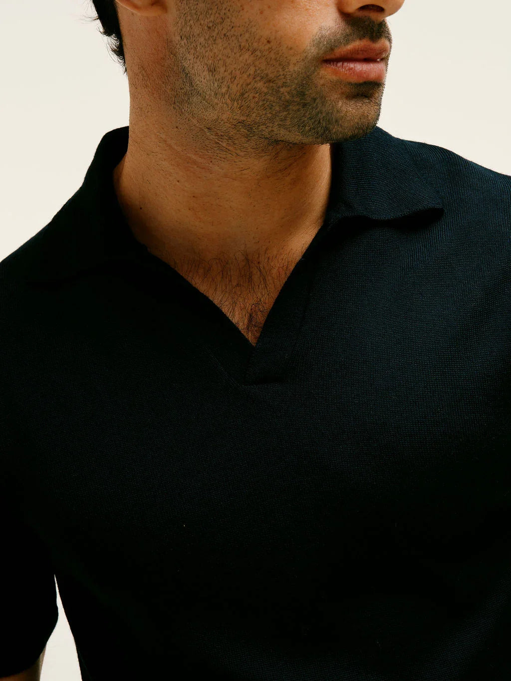 Extra Fine Merino Wool Polo in Navy