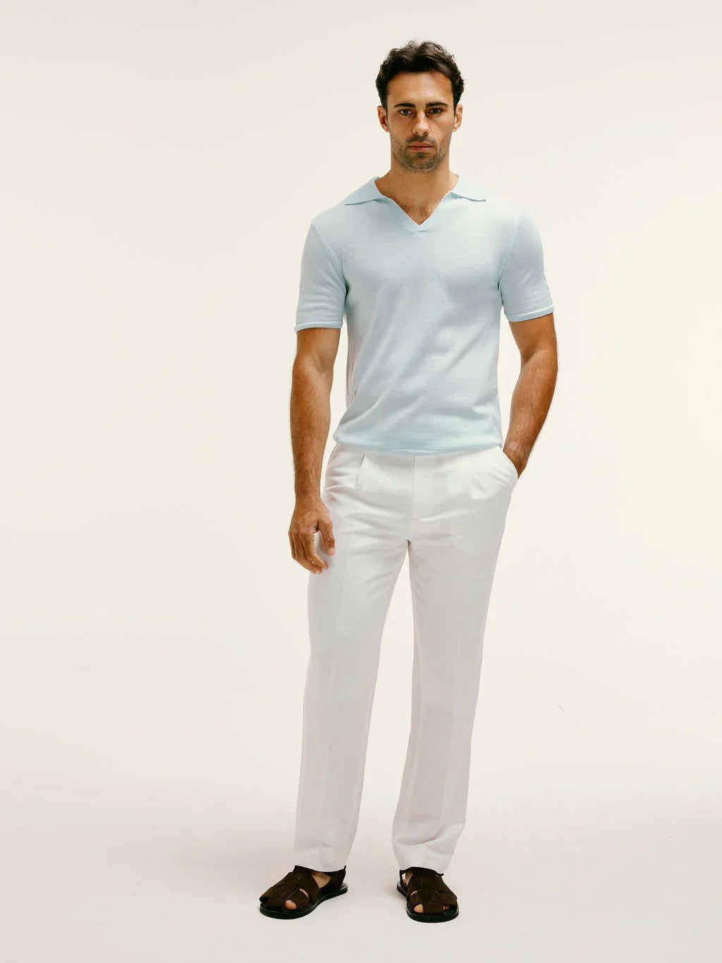 Extra Fine Merino Wool Polo in Mint