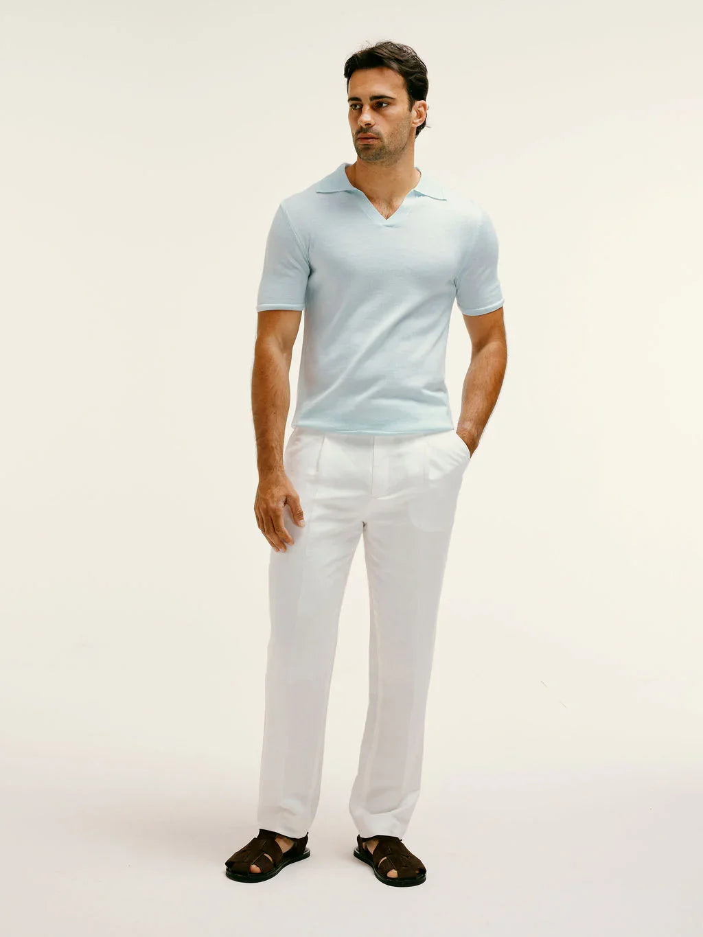 Extra Fine Merino Wool Polo in Mint