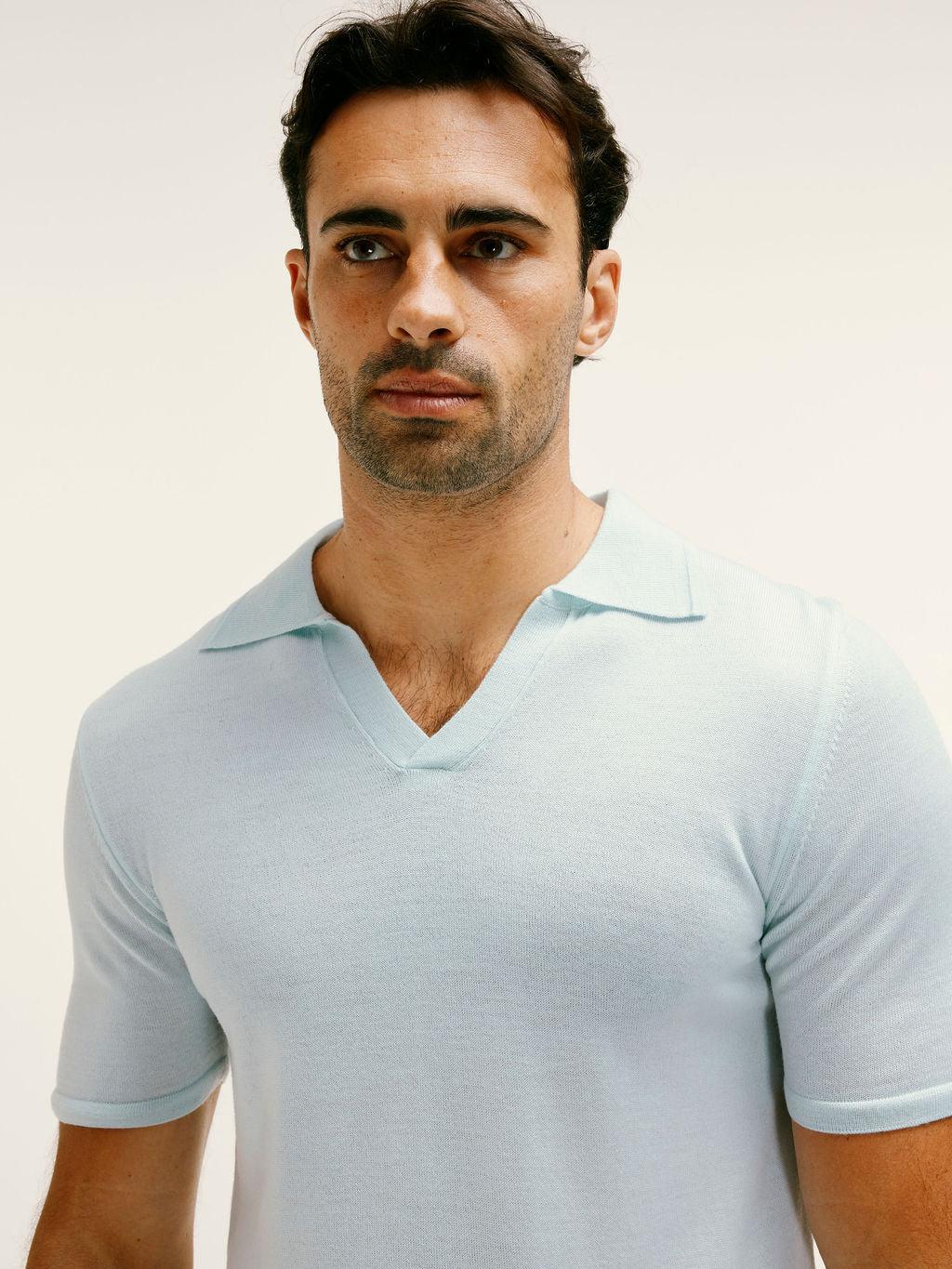 Extra Fine Merino Wool Polo in Mint