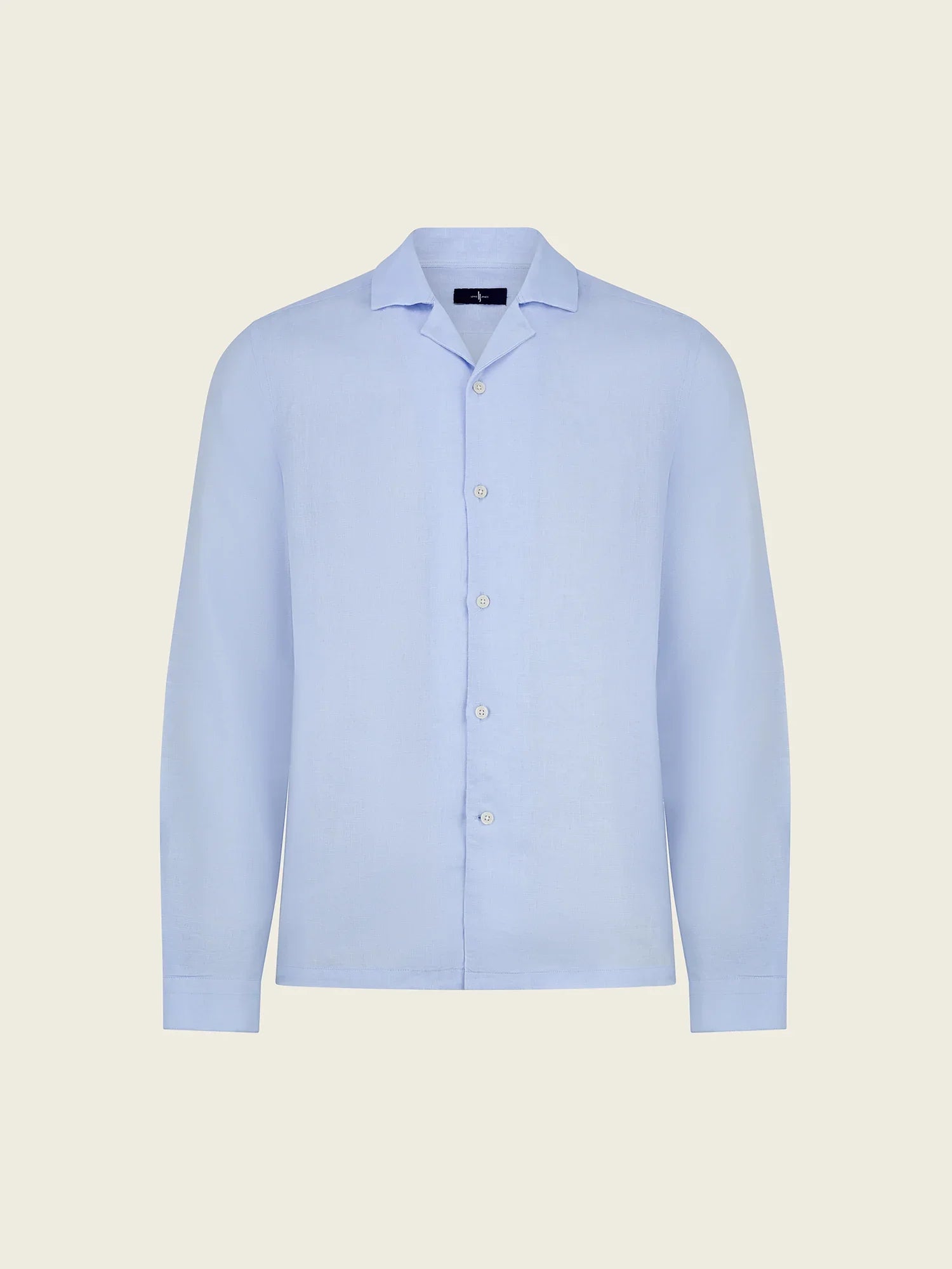Arista Linen Cuban-Collar Shirt Celeste Blue