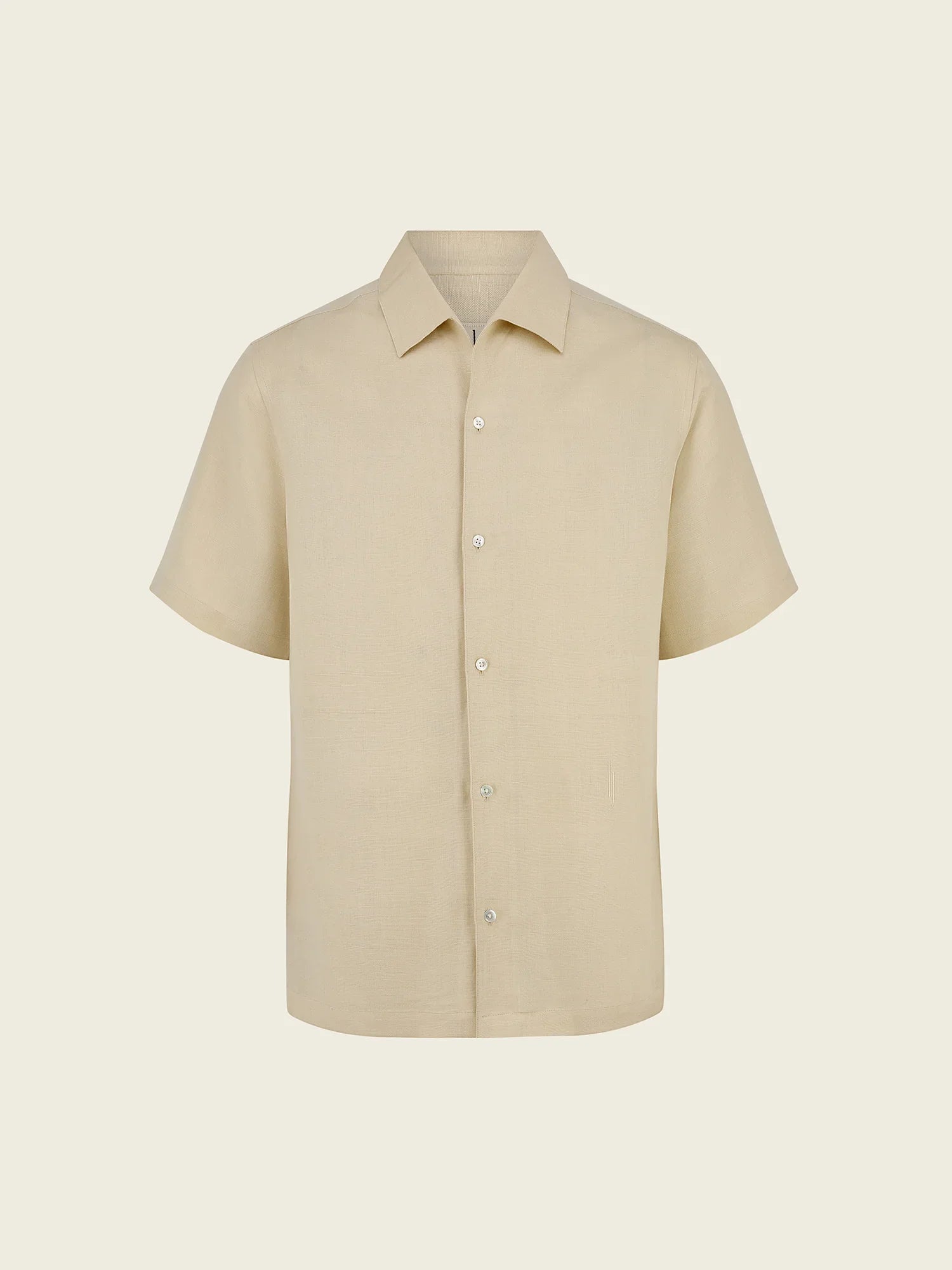 Short-Sleeve Linen-Viscose Shirt In Bleached Sand