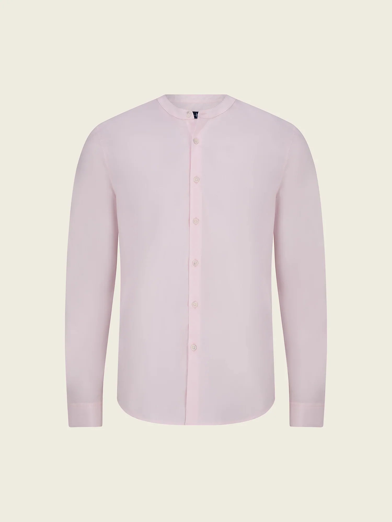 Regent Poplin Grandad-Collar Shirt in dusty pink