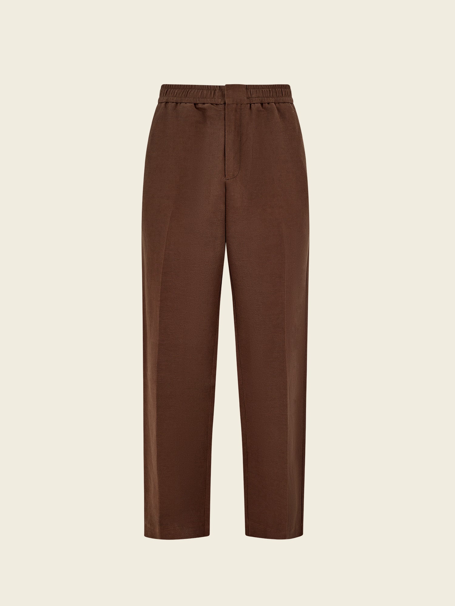 Chocolate Brown Linen-Viscose Trousers