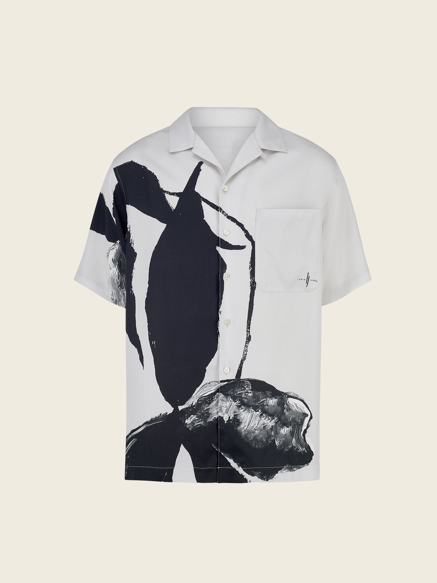 Iris Floral Printed Tencel Shirt in Black and White