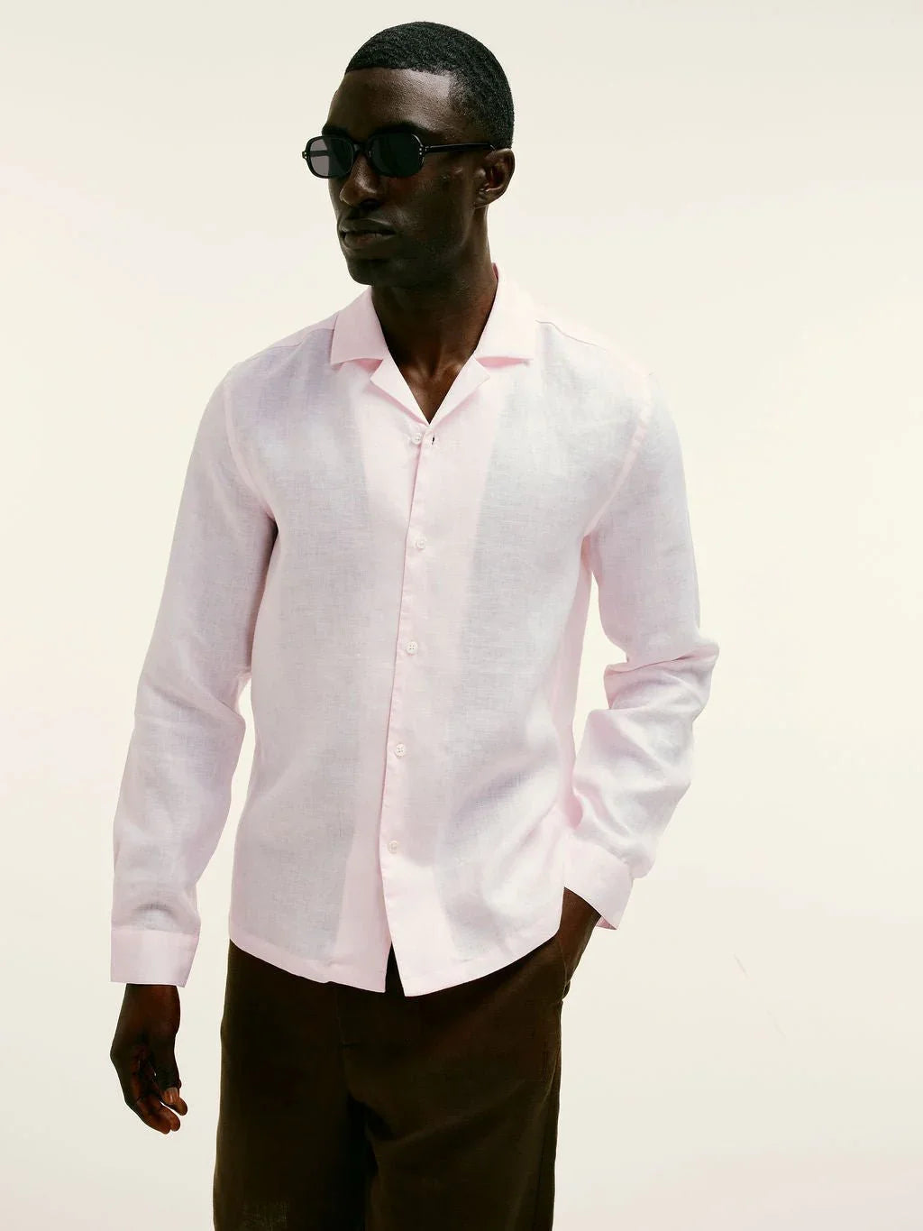 Arista Linen Cuban - Collar Shirt Light Pink - Lewis James