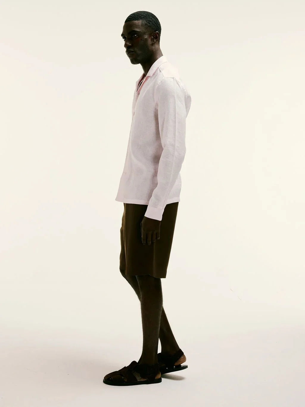 Arista Linen Cuban - Collar Shirt Light Pink - Lewis James