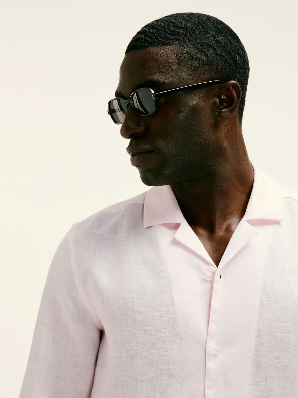 Arista Linen Cuban - Collar Shirt Light Pink - Lewis James
