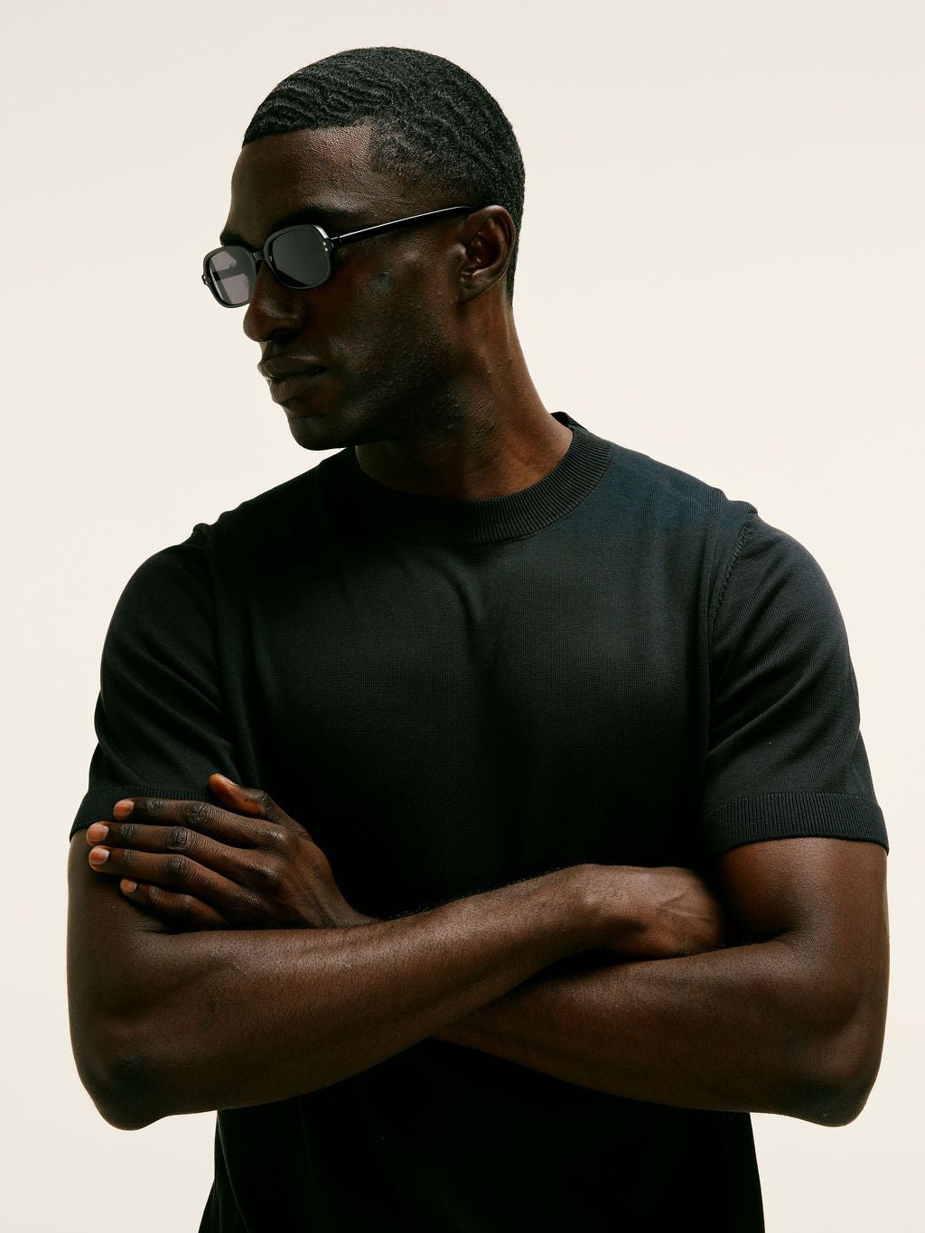 Cotton - Silk Blend Premium Knitted T-Shirt in black - Lewis James