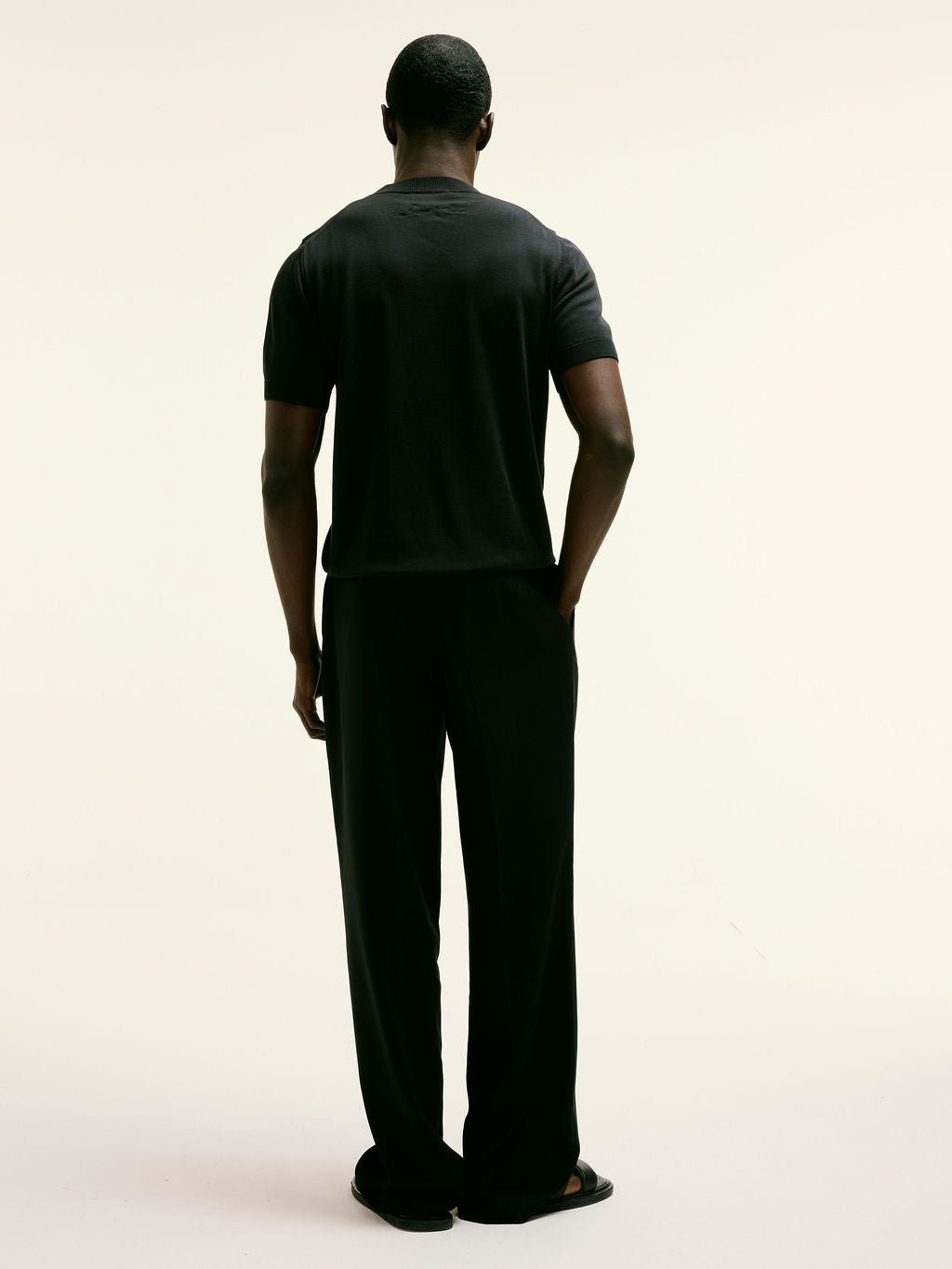 Cotton - Silk Blend Premium Knitted T-Shirt in black - Lewis James