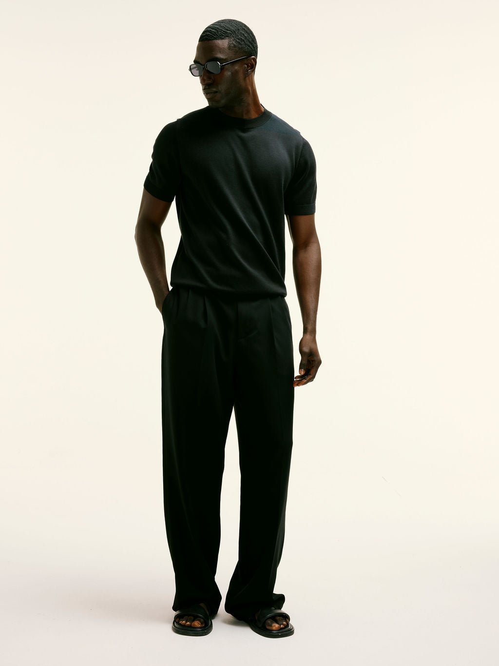 Cotton - Silk Blend Premium Knitted T-Shirt in black - Lewis James