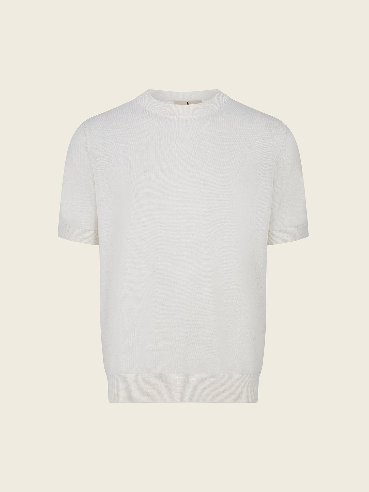 Cotton - Silk Blend Premium Knitted T-Shirt in Ecru - Lewis James