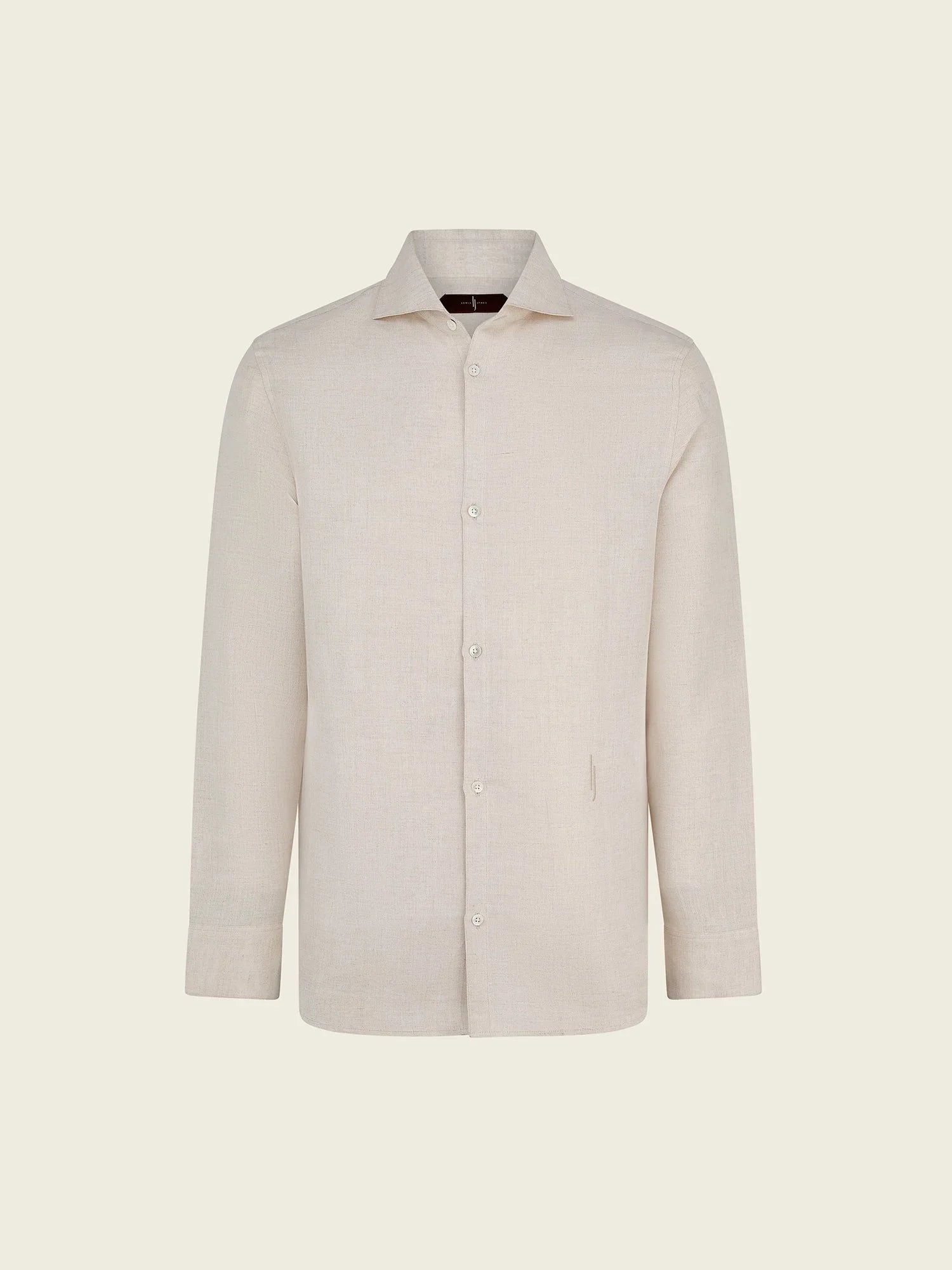 Cutaway Collar Linen - viscose Shirt in Natural Taupe - Lewis James