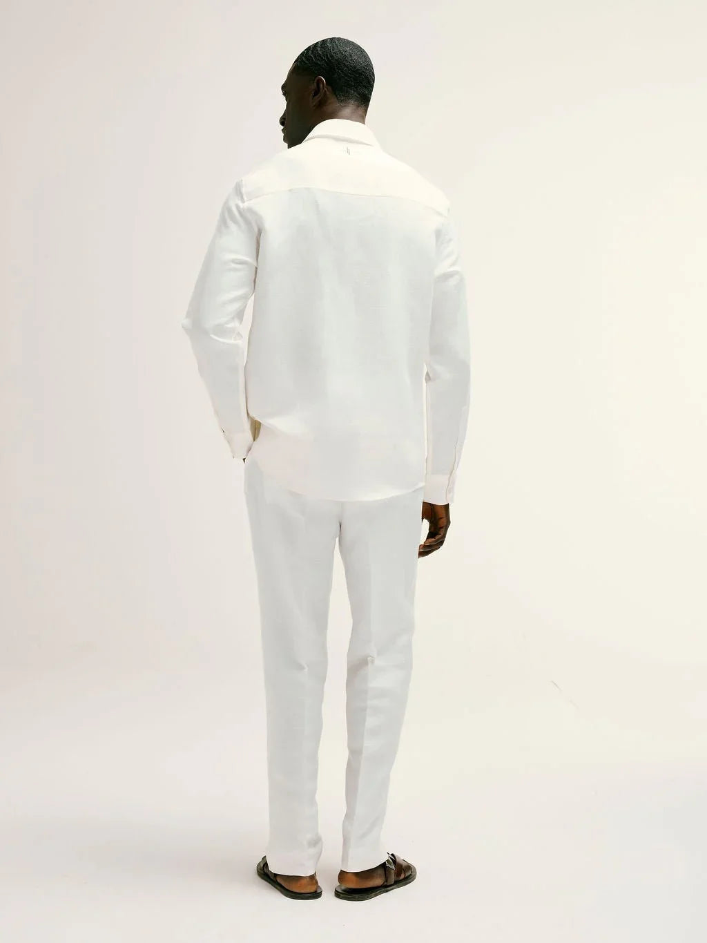 Cutaway Collar Linen - Viscose Shirt in White - Lewis James