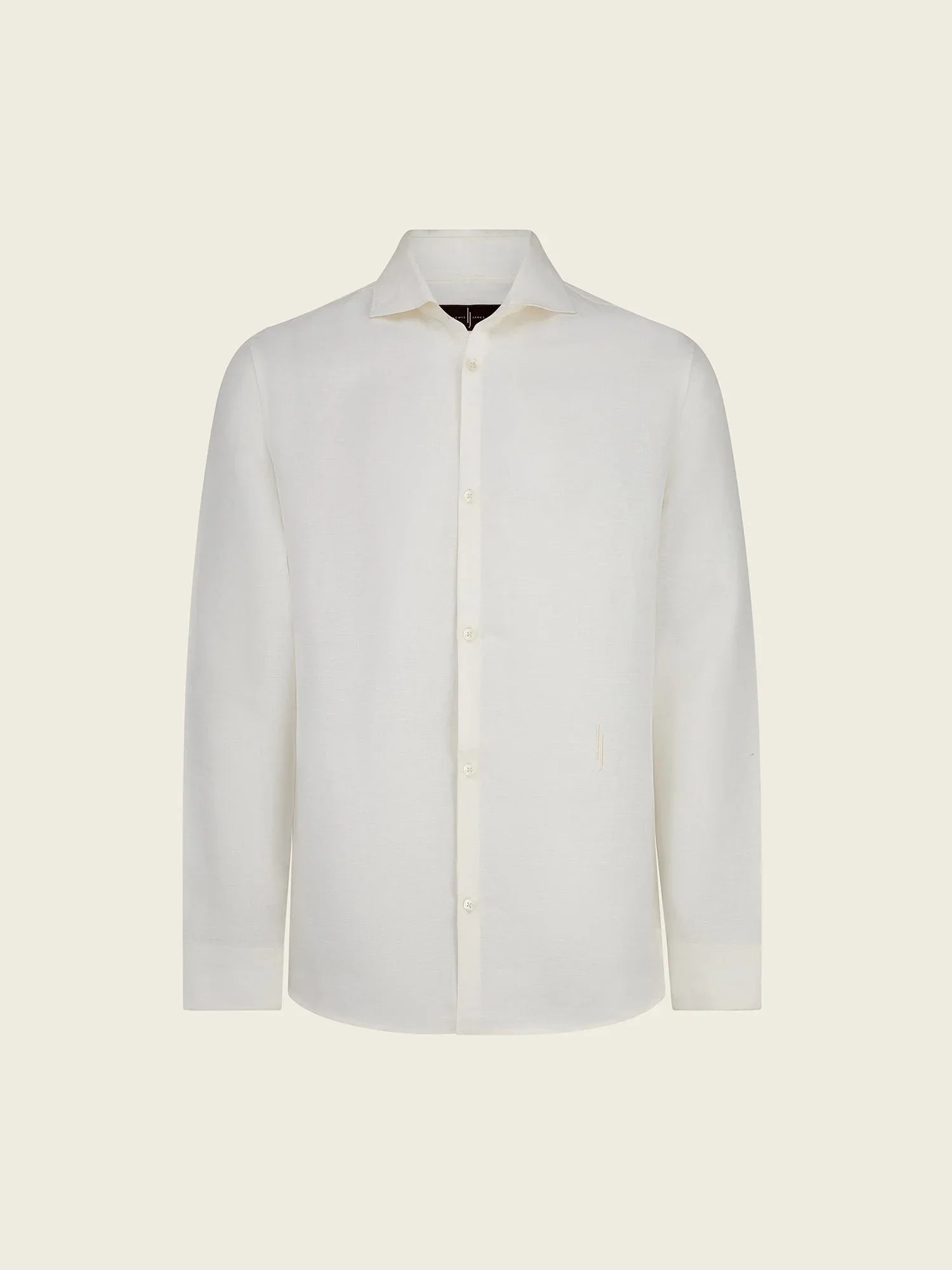 Cutaway Collar Linen - Viscose Shirt in White - Lewis James