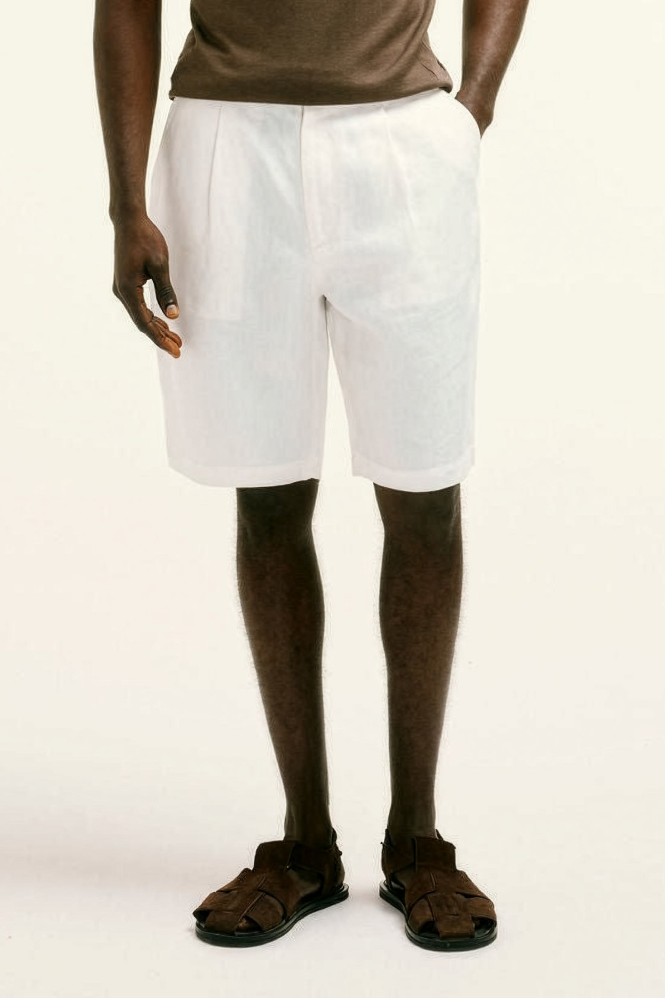 Gabriel Double Pleat Safari Linen Shorts