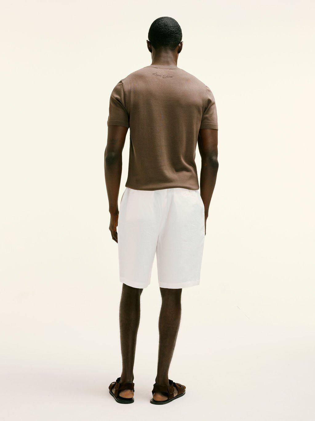 Double - Pleated Linen - Blend Shorts in White - Lewis James