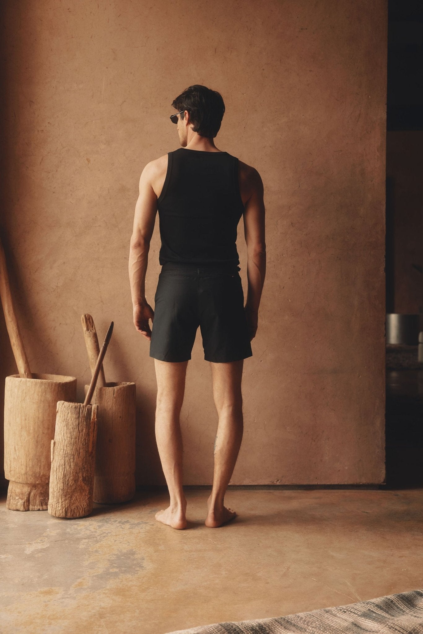 Essential Embroidered Tank in Black - Lewis James
