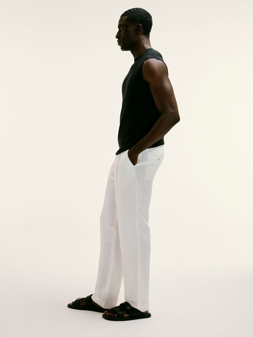 Fine - Knit Sleeveless Tank in Black - Lewis James
