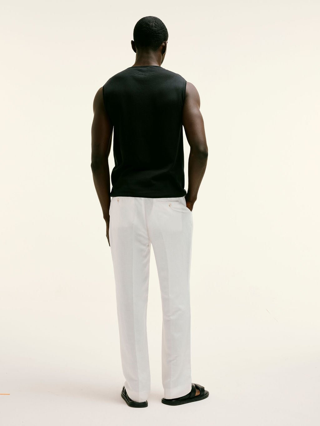Fine - Knit Sleeveless Tank in Black - Lewis James