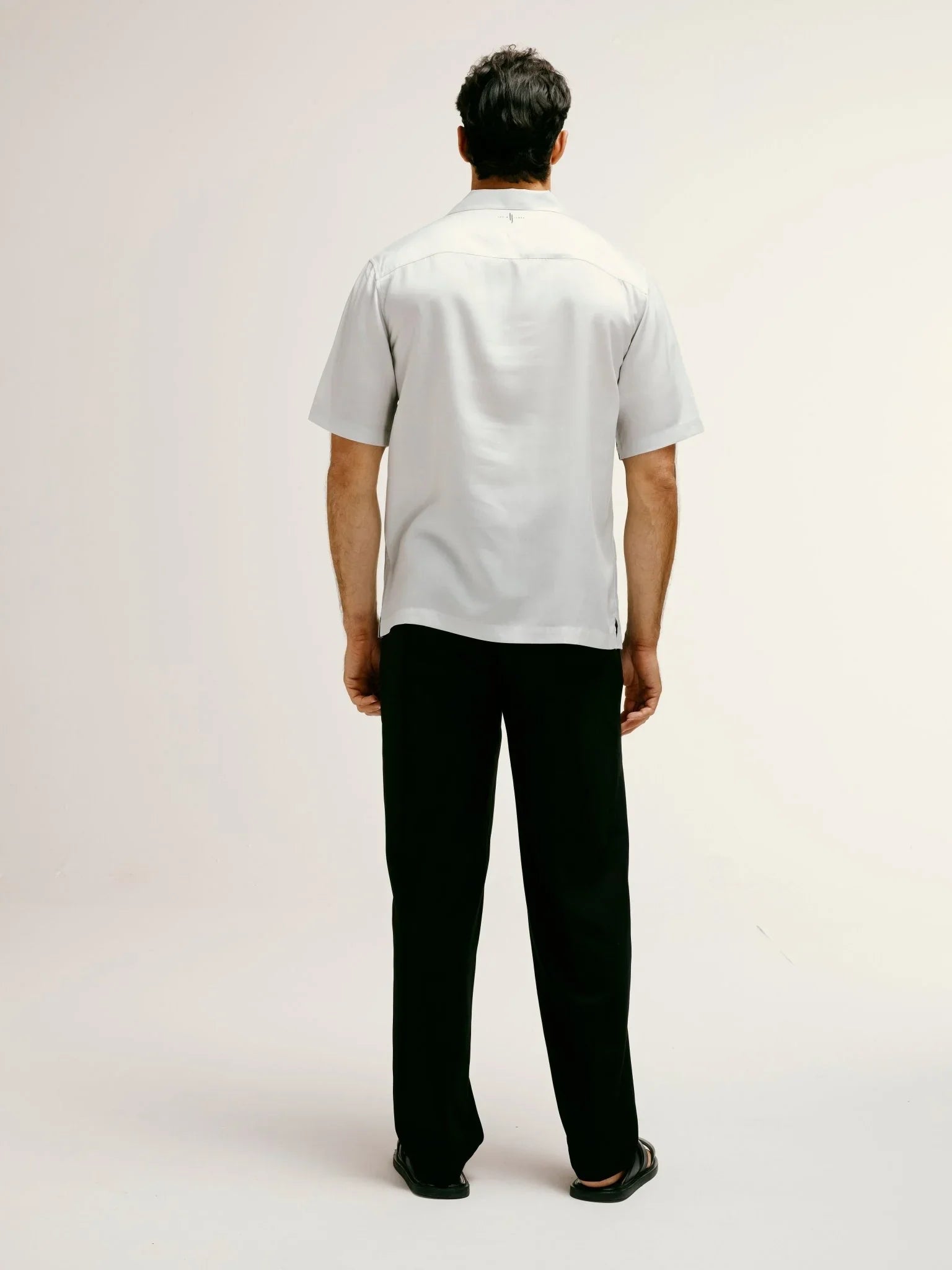 Iris Floral Printed Tencel Shirt in Black & White - Lewis James