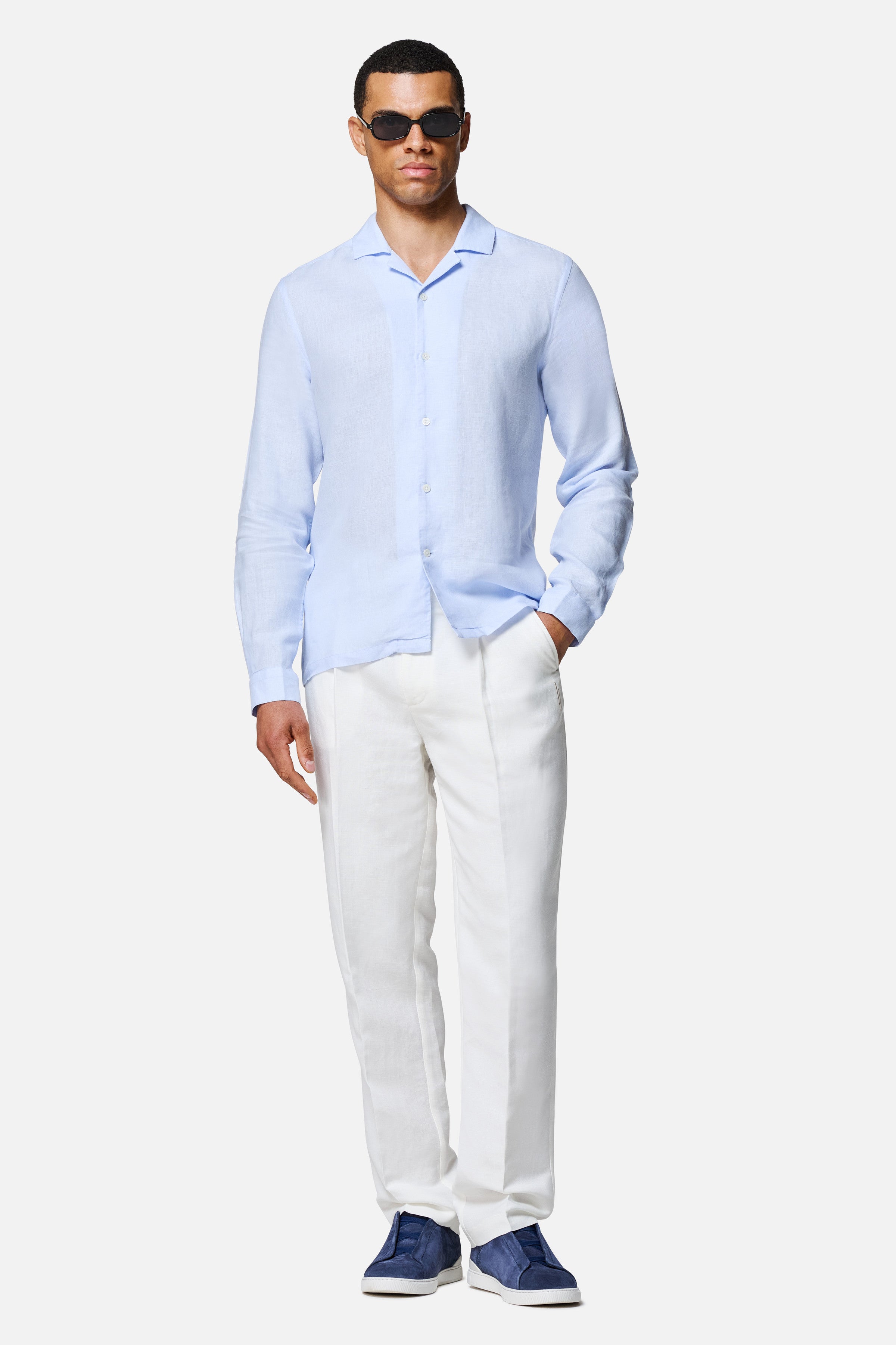 Arista Linen Cuban-Collar Shirt