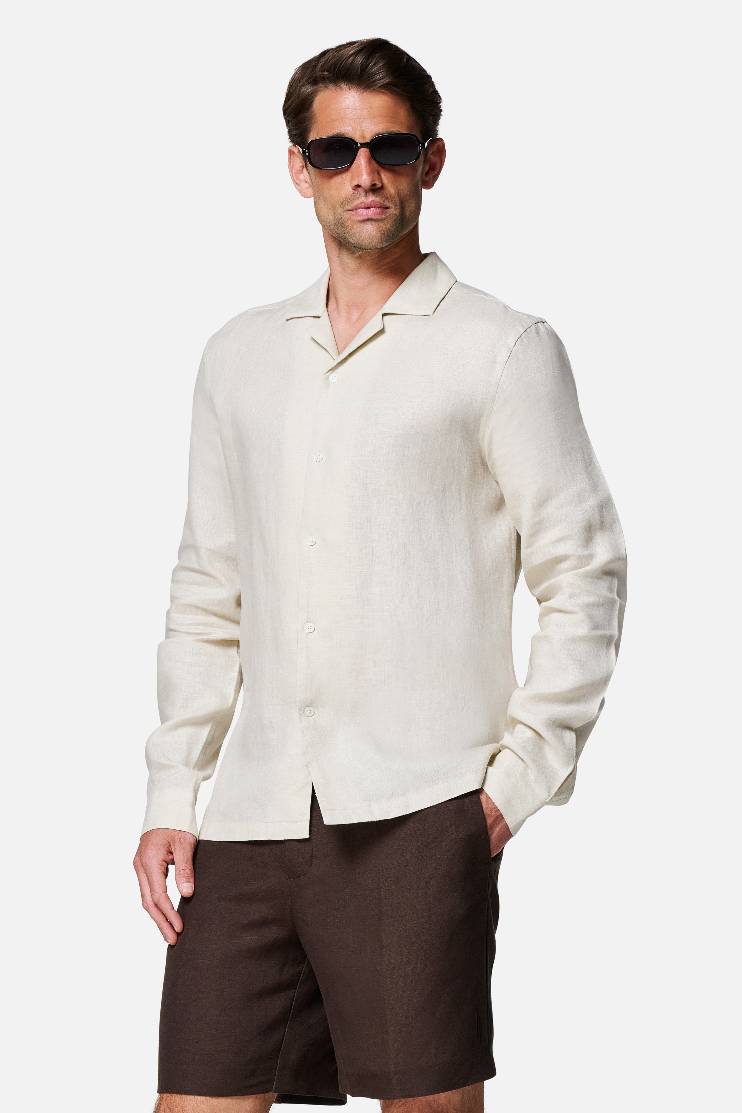 Arista Linen Cuban-Collar Shirt