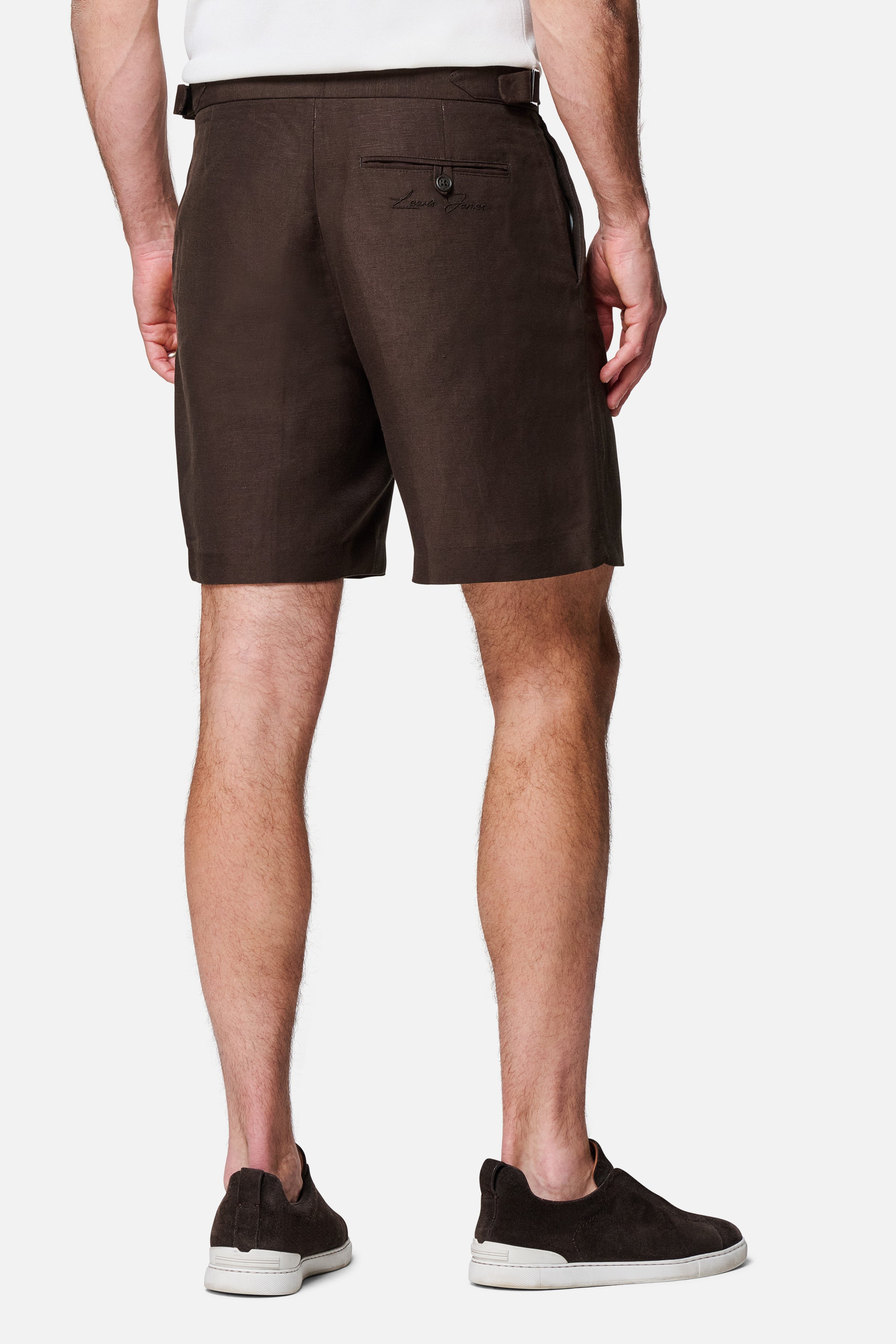 Brandon Safari Single Pleated Linen Shorts