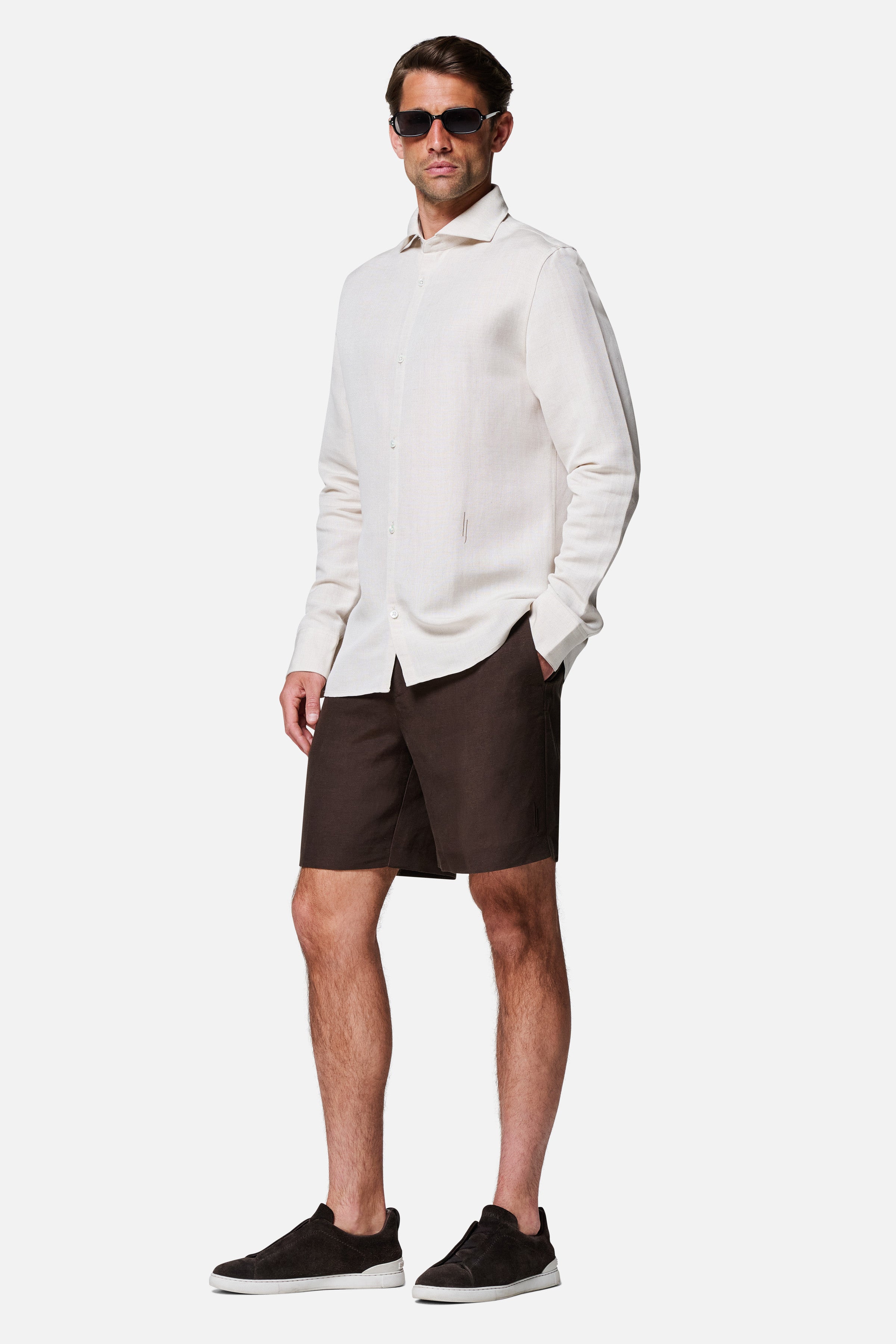 Emilio Cutaway Collar Linen-viscose Shirt